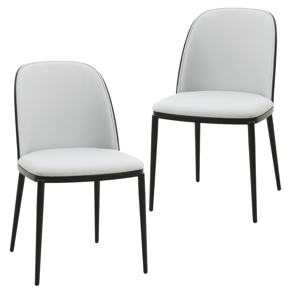 Tule Mid-Century Modern Dining Side Chair with Velvet Seat & Steel Frame, Black & Platinum Blue - Set of 2 -  KD Americana, KD4384226