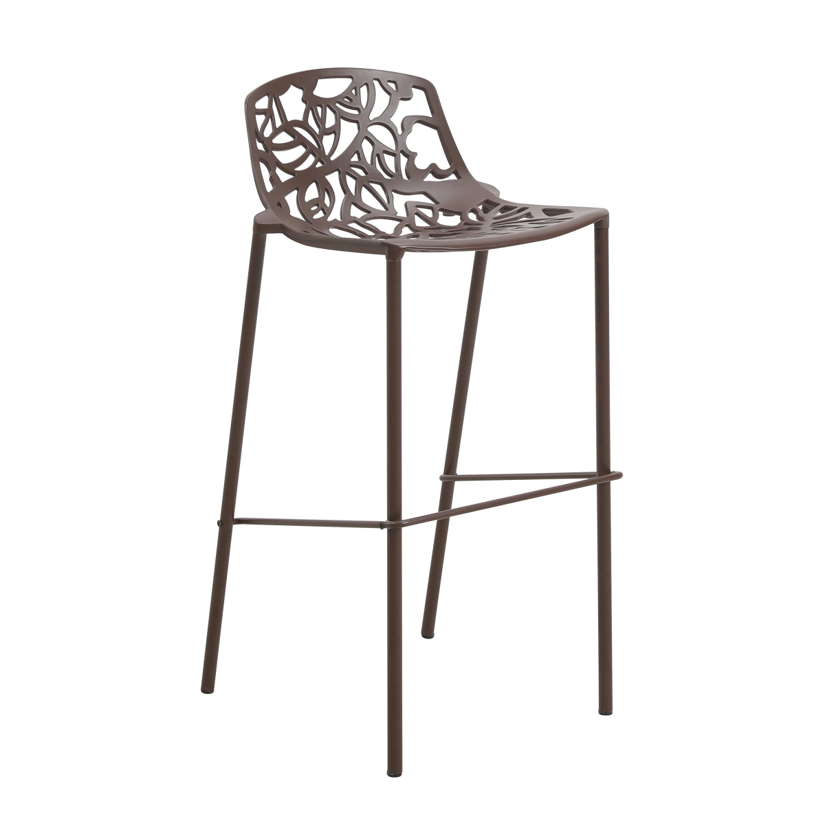 DB31BR Devon Mid-Century Modern Aluminum Bar Stool with Powder Coated Frame & Footrest, Brown