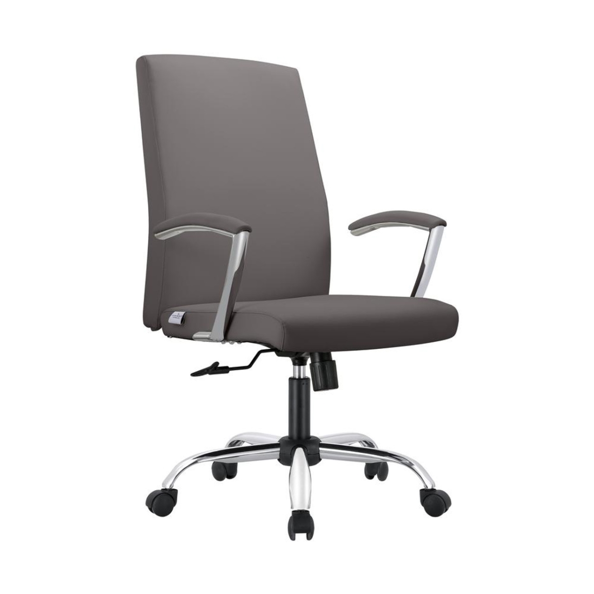 Evander Office Chair in Upholstered Leather and Iron Frame with Swivel and Tilt, Grey
