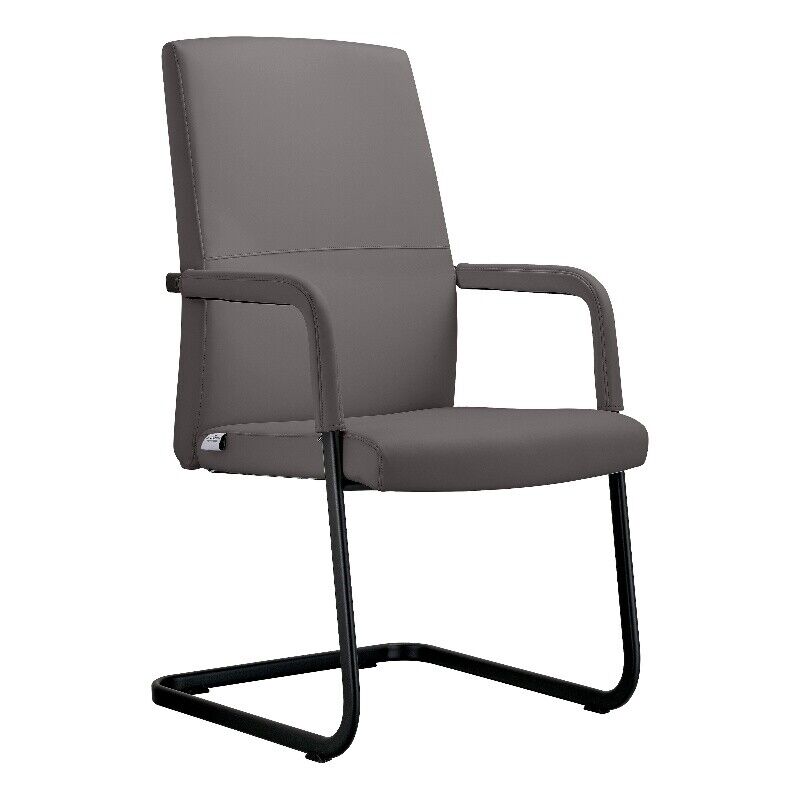 Picture of LeisureMod EGO23GRL 38.58 x 21.25 x 25.6 in. Evander Office Guest Chair with Leather&#44; Grey