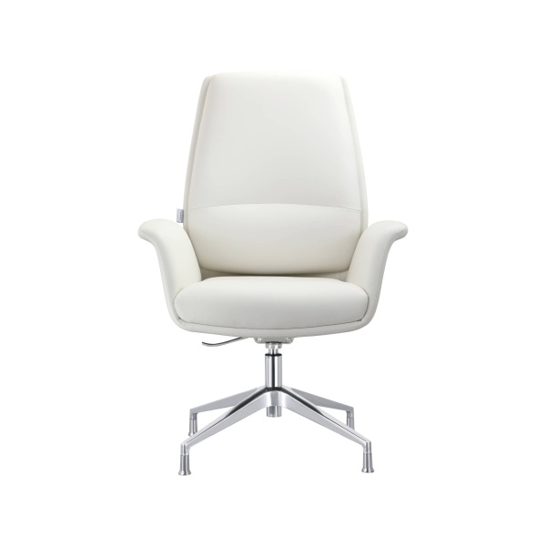 SGO21WL Summit Office Chair in Faux Leather & Aluminum Frame with Adjustable Height & Swivel - White