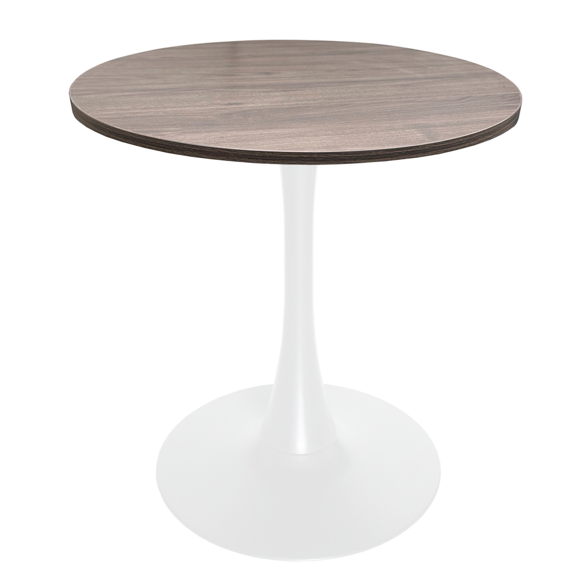 BTW-27DBR Bristol Dining Table, White Base with 27 in. Round Dark Walnut MDF Top