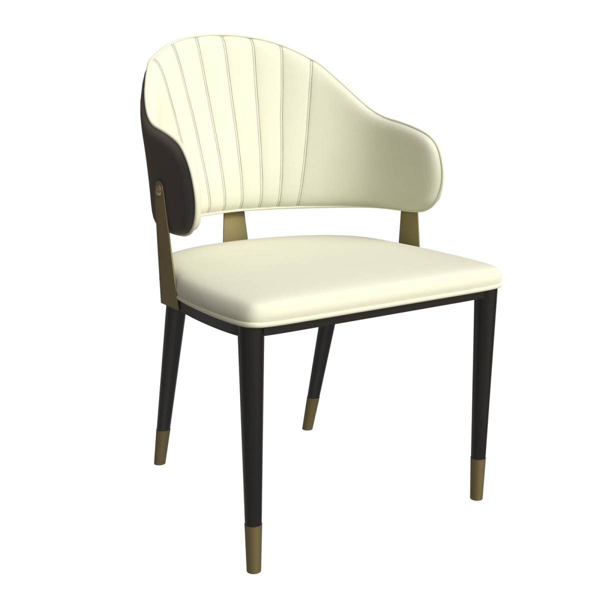 Aria Modern Dining Chair in Leather and Iron Legs with Curved Back in Black