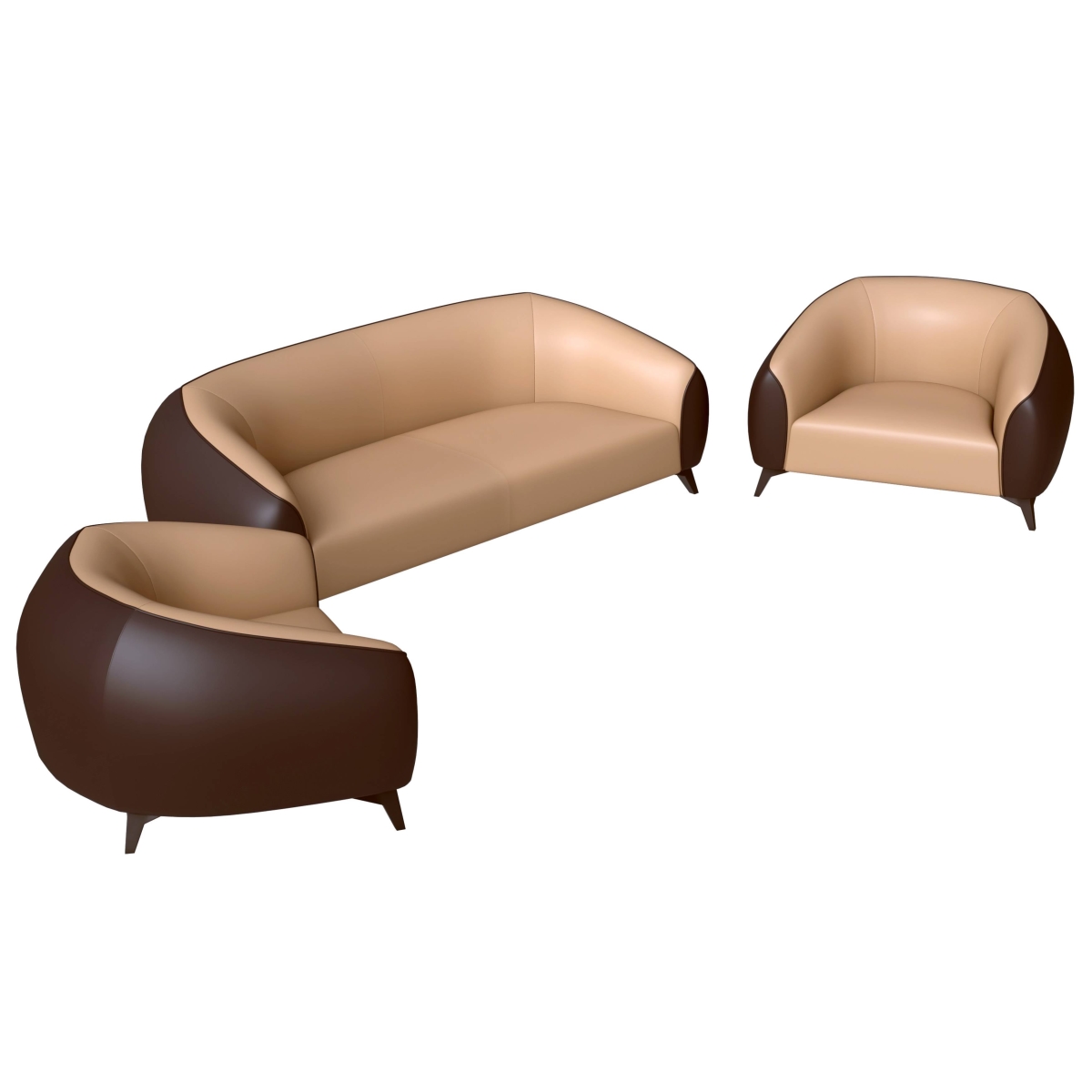 OS37-74BR Opula Collection Sofa Set with 2 Single Seaters & 3 Seater, Brown