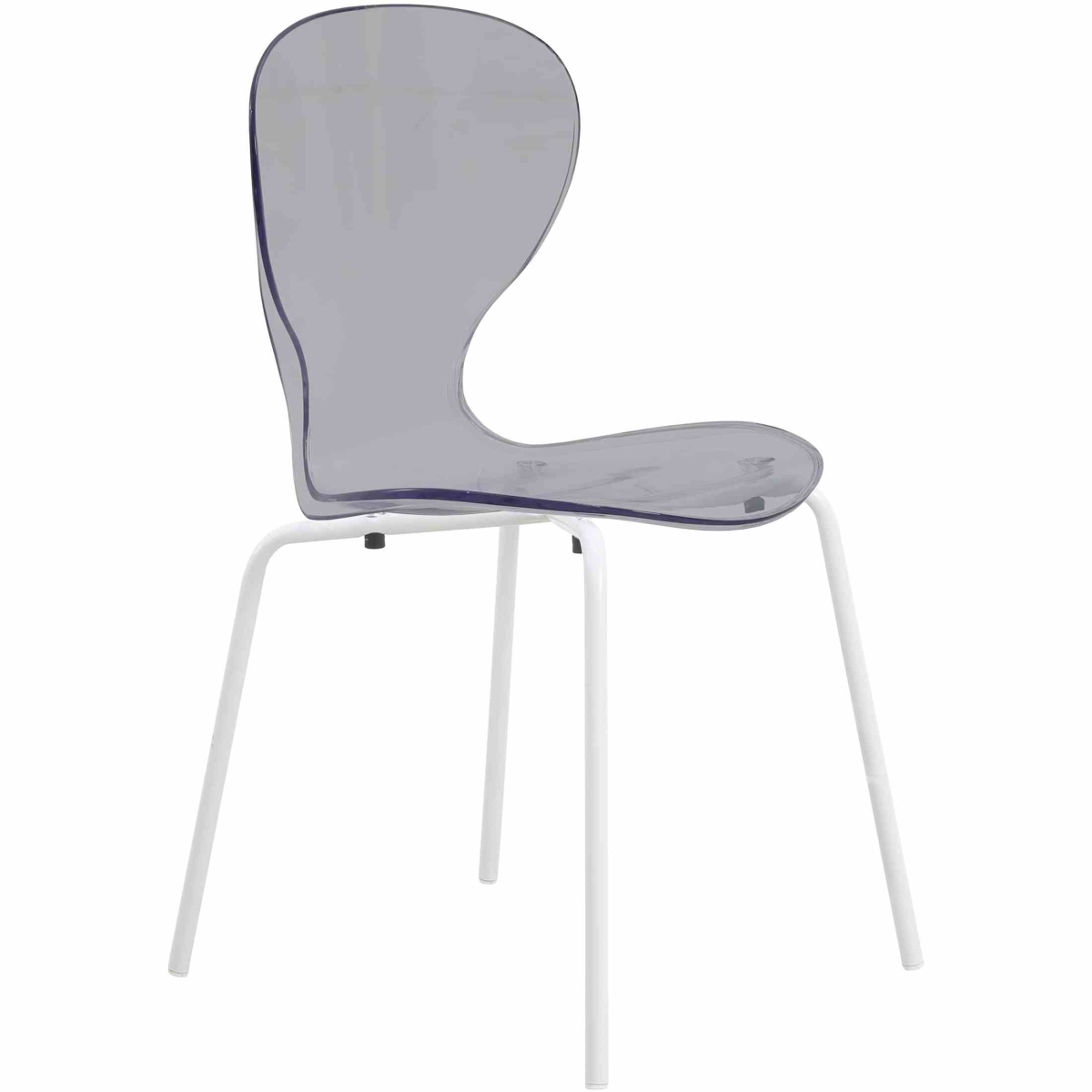 Modern Oyster Transparent Side Dining Side Chair with White Base in Transparent Black