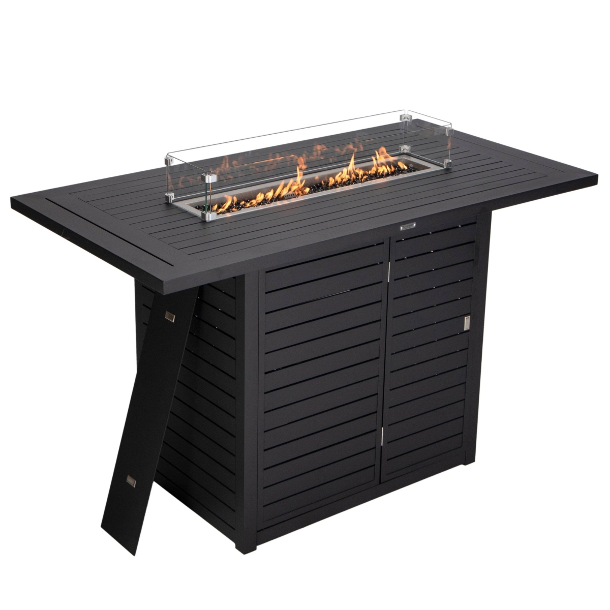 CBF68BL Chelsea Bar Height Fire Pit Aluminum Table, Black