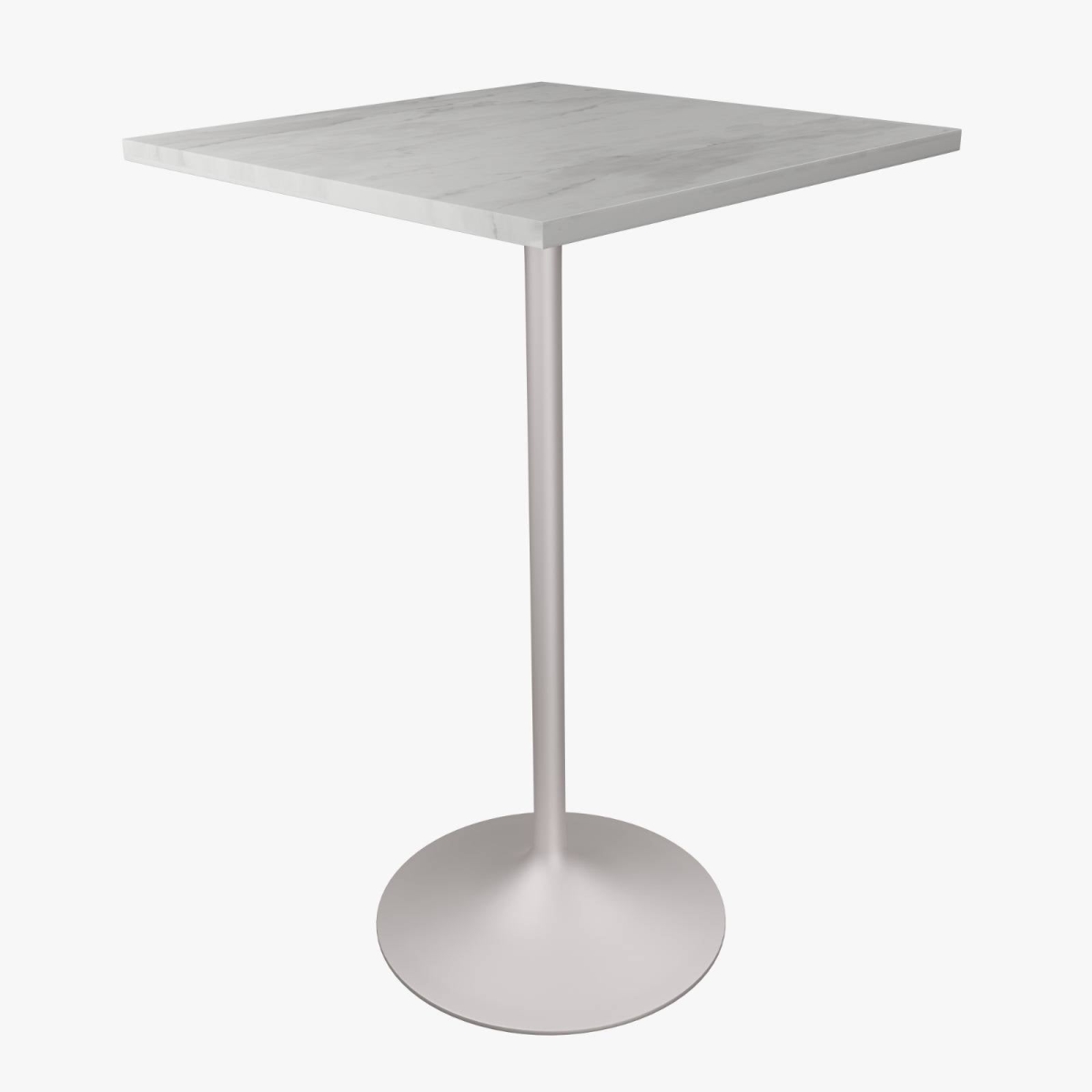 VT43W-S27WMR Verve Collection Modern Bar Height Dining Table, White Base with 27 in. Square Marbleized White Laminated Top