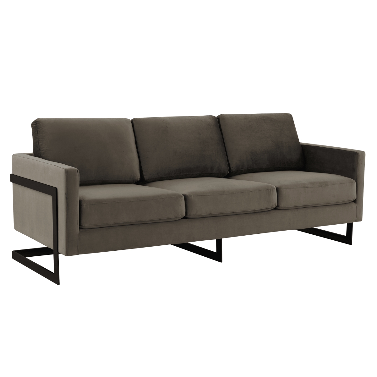 LAB83DGR Lincoln Dark Gray Velvet Sofa with Black Frame