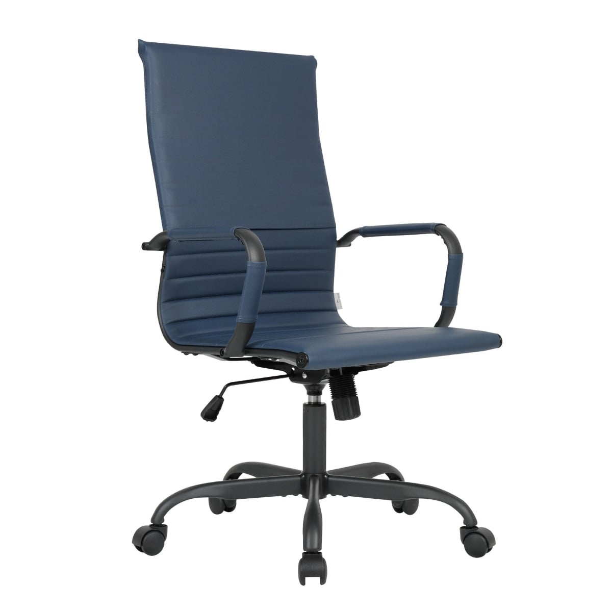 HOTBL19BUL Harris High-Back Leather Office Chair with Black Frame, Blue