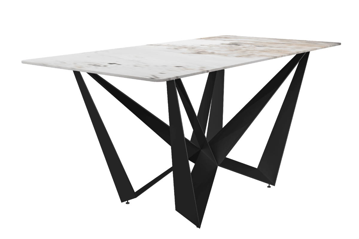 NTBL-55CG-S Nuvor Series Modern Dining Table, Black Base with 55 in. White & Gray Sintered Stone Top