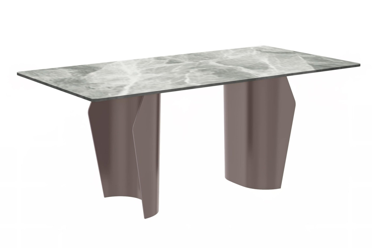 ZTCG-55IGR-S Zelan Series Modern Dining Table, Champagne Gold Stainless Steel Base with 55 in. Light Gray Sintered Stone Top
