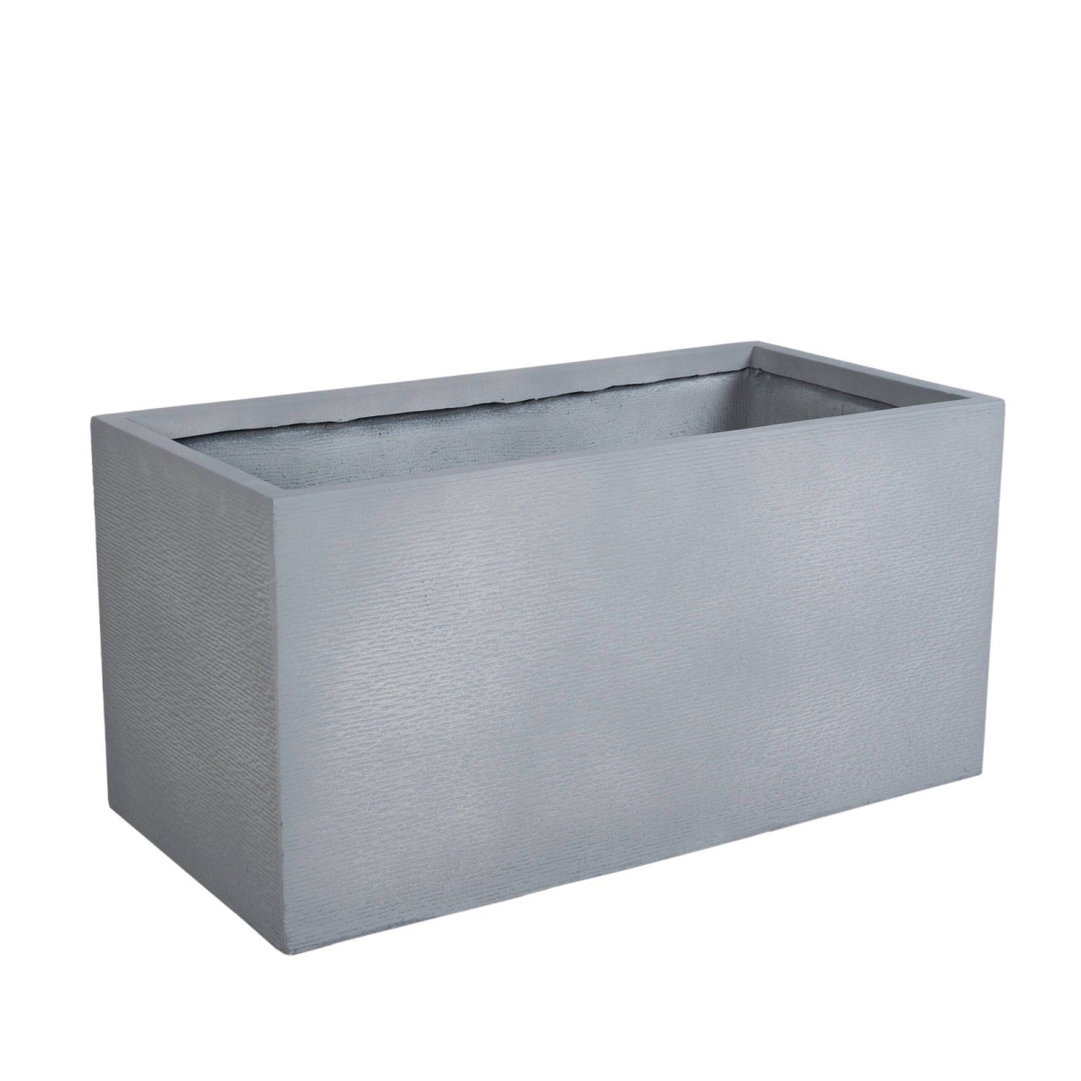 FP24GR 23.6 x 23.6 x 47.2 in. Flora Series Rectangle Poly Stone Planter, Gray