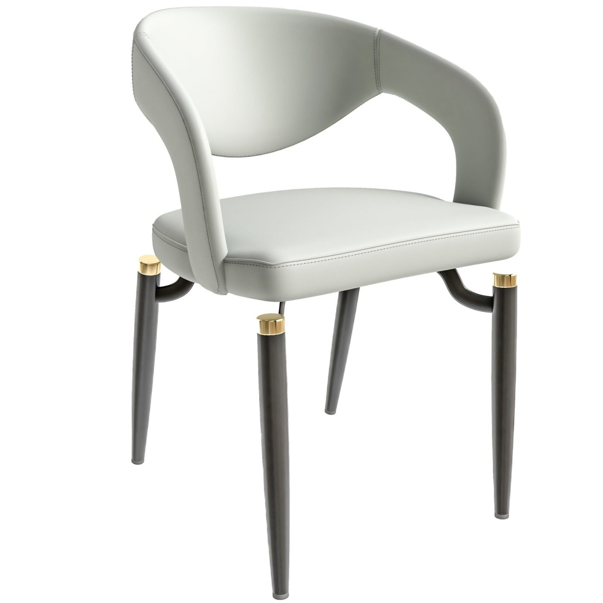 Entice Modern Leather Dining Chair with Iron Legs Open-Back Design in Grey