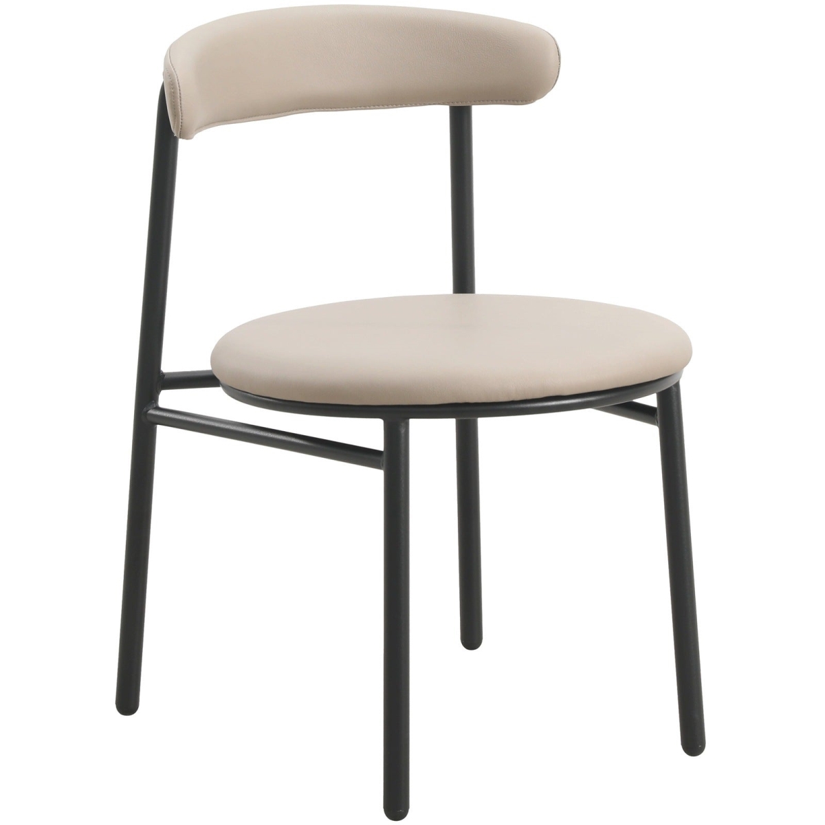 Lume Modern Dining Side Chair in Polyester with Black Steel Frame in Dark Taupe