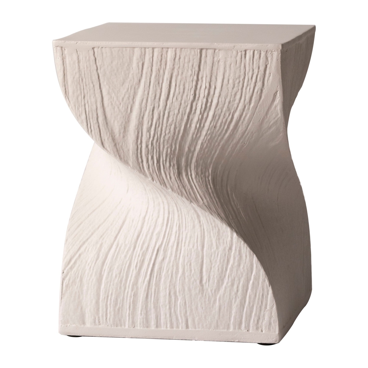 Onyx Twisted Square Fiberstone Side Table, Tree Bark Texture, Fully Assembled