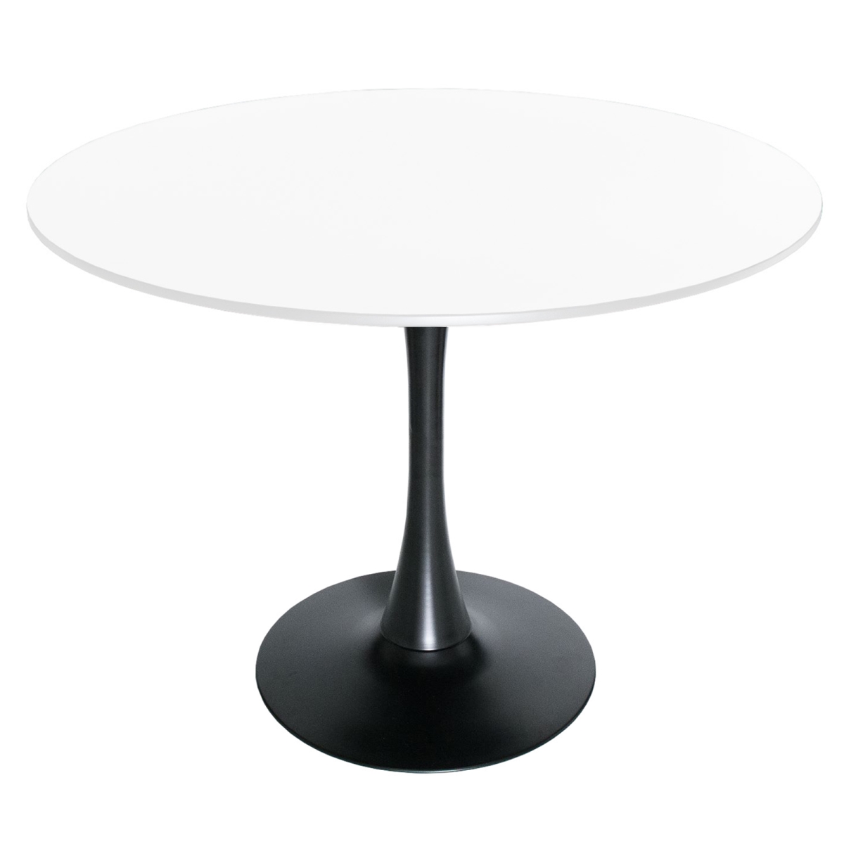 BTBL-40W 40 in. Bristol Round Dining Table, Black Base with White Top