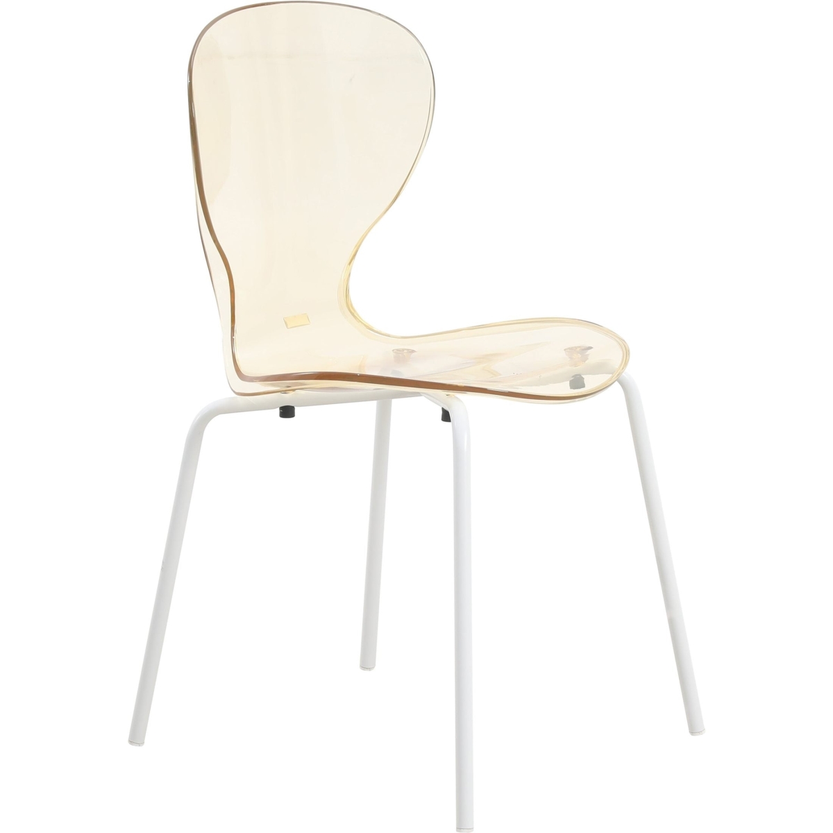 OCW-17A Modern Oyster Transparent Dining Side Chair with White Base, Amber