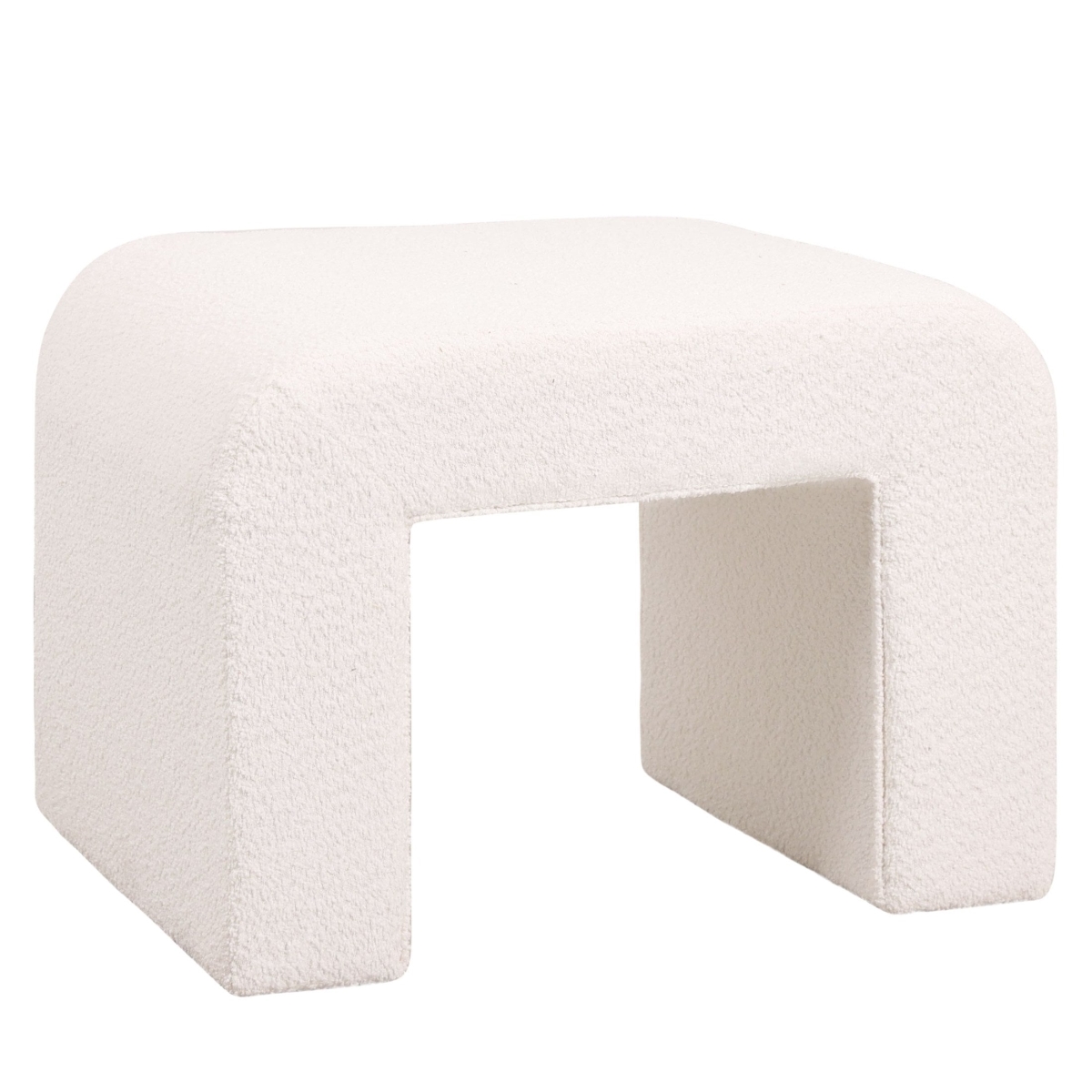 VB26S-W 26 in. Vint Upholstered Velvet Boucle Bench with Curved Waterfall Design Padded Foam Seat for Living Room, White