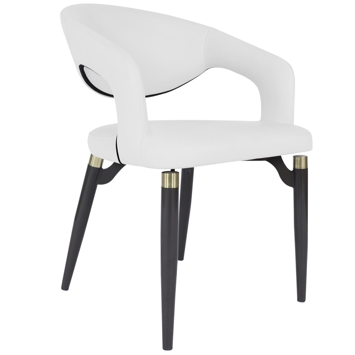 Entice Modern Leather Dining Chair with Iron Legs Open-Back Design in White