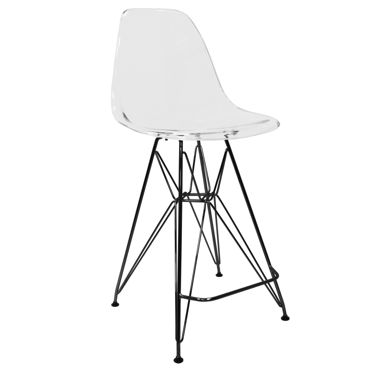 CRBL-30WG Cresco Collection Modern Acrylic Bar Stool, Black Base with White & Green Seat