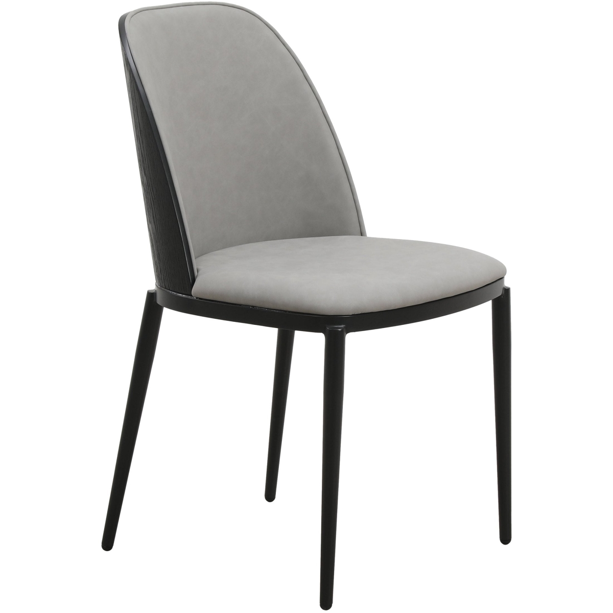 TCBL18LGR Tule Collection Dining Chair, Black Frame with Light Gray Leather