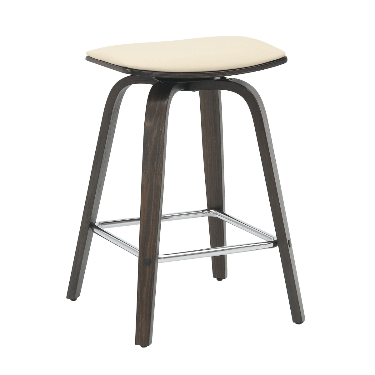 PSCDW-26TP Pelya Collection Modern Square Seat Wooden Counter Stool, Dark Walnut & Taupe