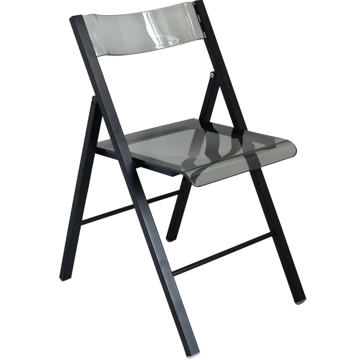 MFBL-15TBL Menno Modern Acrylic Folding Chair, Black Frame with Transparent Black Seat