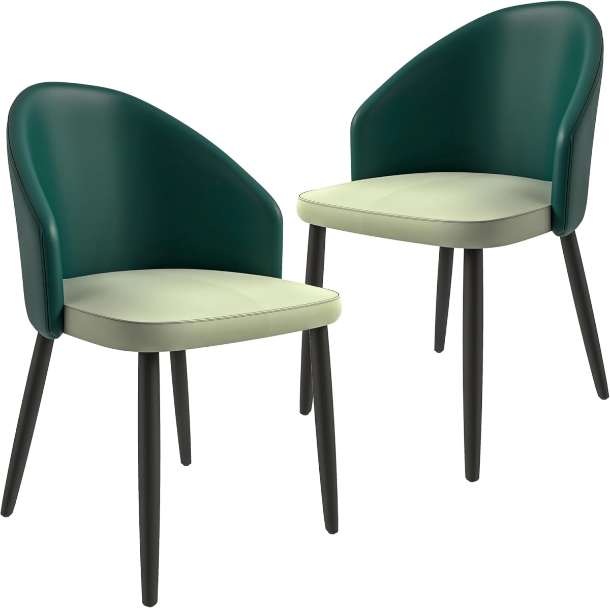 PC50GLGR2 Paradiso Collection Modern Dining Chair, Green with Light Gray Fabric Seat - Set of 2