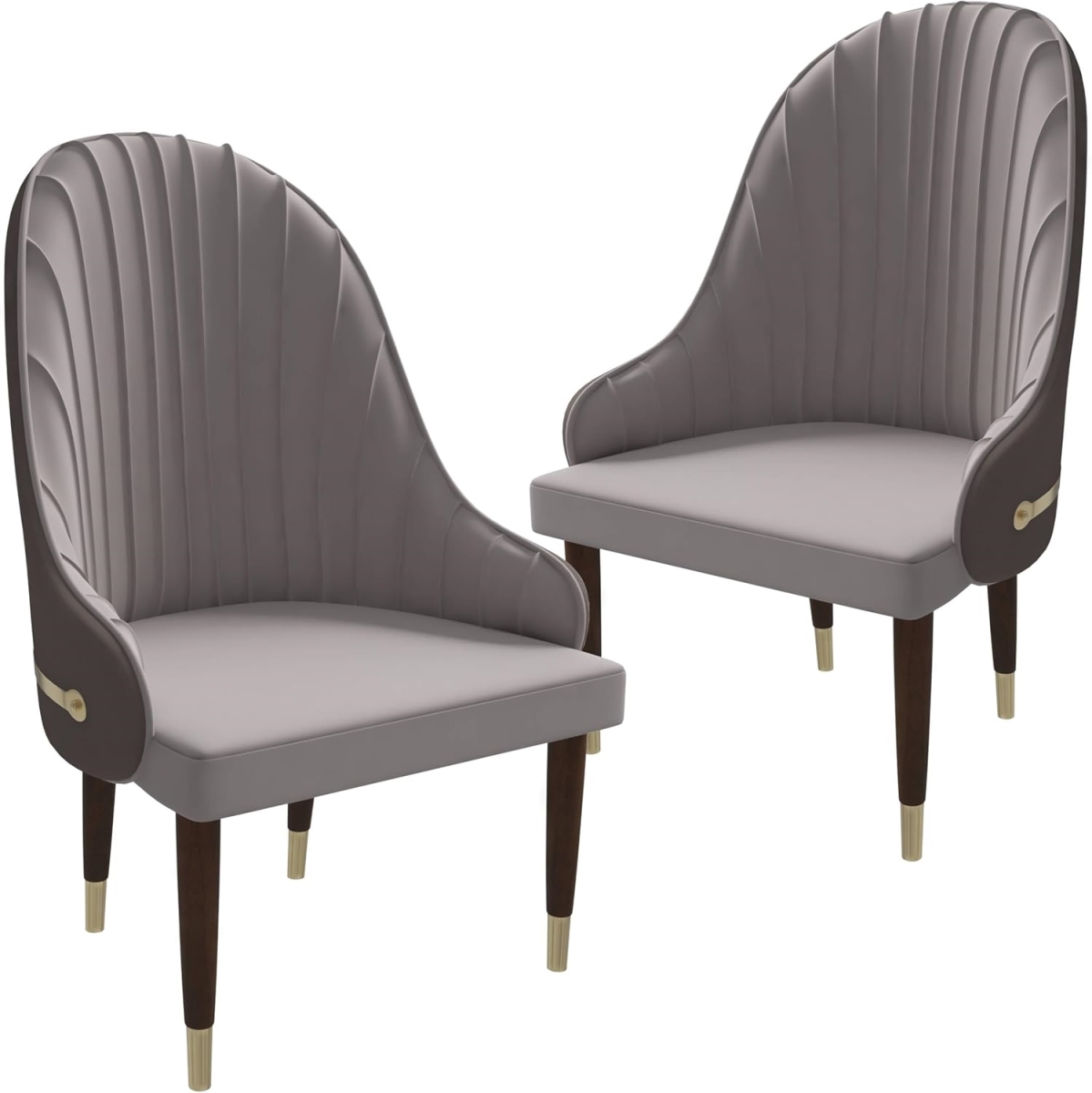 EC59TP2 Elara Collection Wooden Dining Chair, Two-tone Taupe - Set of 2