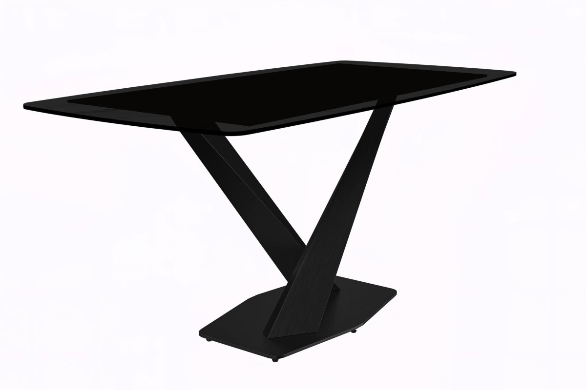VTBL-62WG-S Voren Series Modern Dining Table, Black Base with 62 in. White & Gold Sintered Stone Top
