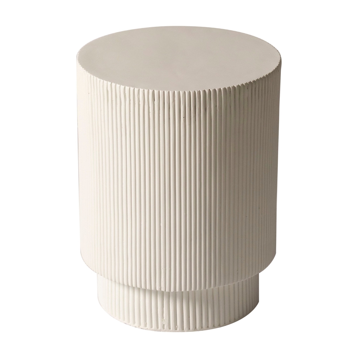 Eden 14 in Round Stone Side Table, Weatherproof Pedestal Base, Fully Assembled