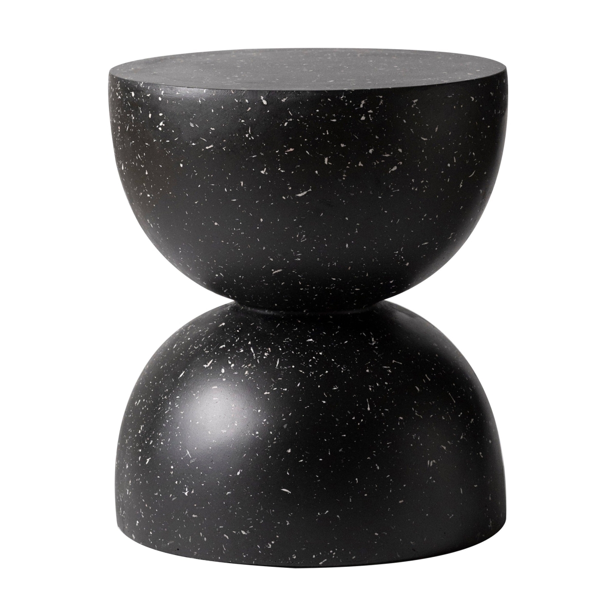 Sage Fiberstone Side Table, Half-Round Hourglass Design, Weatherproof, Fully Assembled