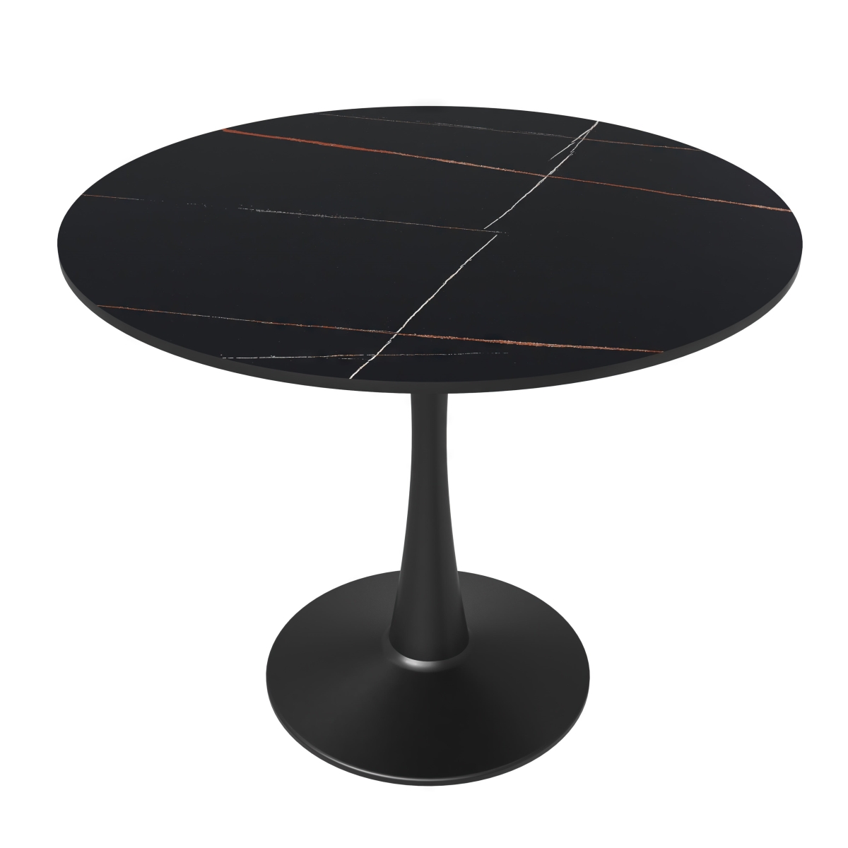 BTBL-31BLS 31 in. Bristol Round Dining Table - Black Base with Black Sintered Stone Top