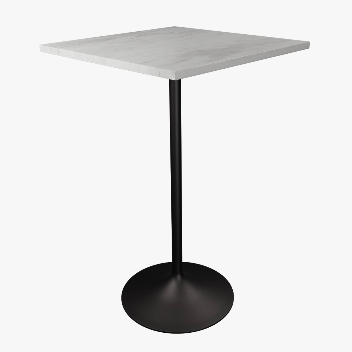 VT43BL-S27WMR Verve Collection Modern Bar Height Dining Table, Black Base with 27 in. Square Marbleized White Laminated Top