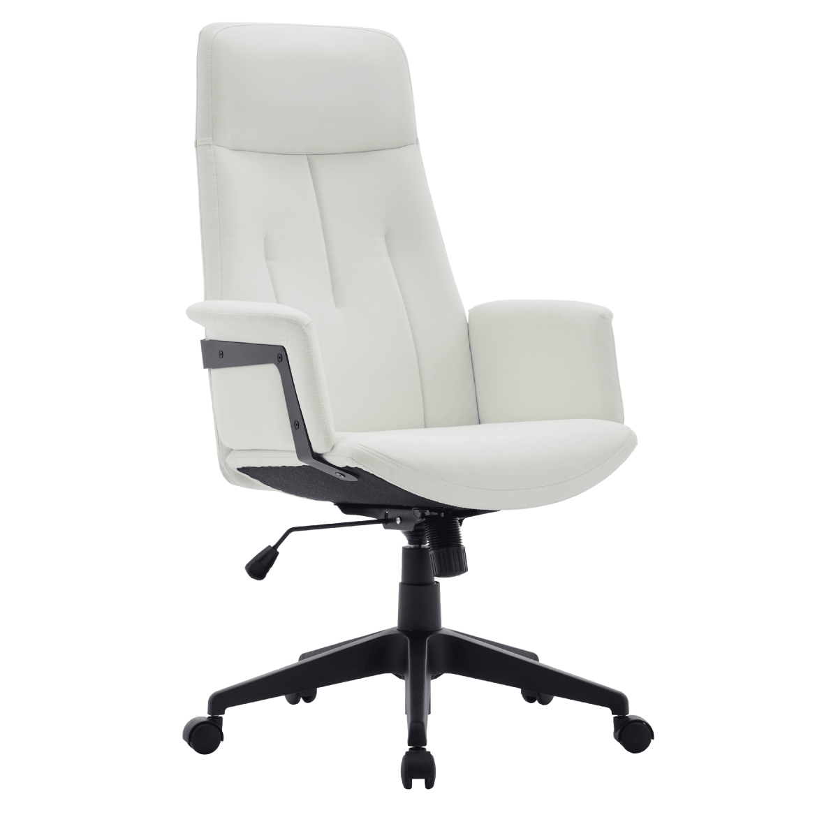 Infini High Back PU Leather Swivel Desk Chair, Padded Armrests, Iron Base