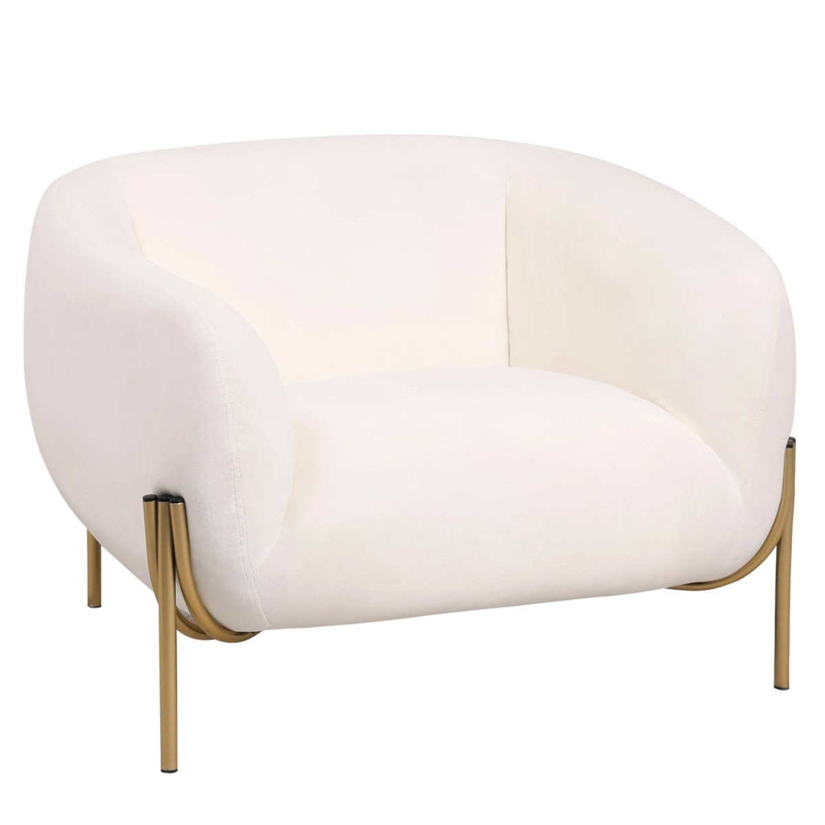 ZS39V-W Zuno Collection Modern Single Seater Sofa, White Velvet