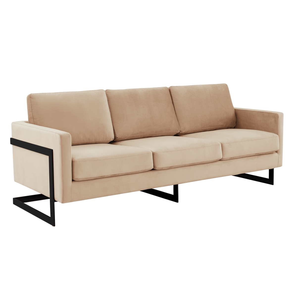 LAB83BG Lincoln Beige Velvet Sofa with Black Frame
