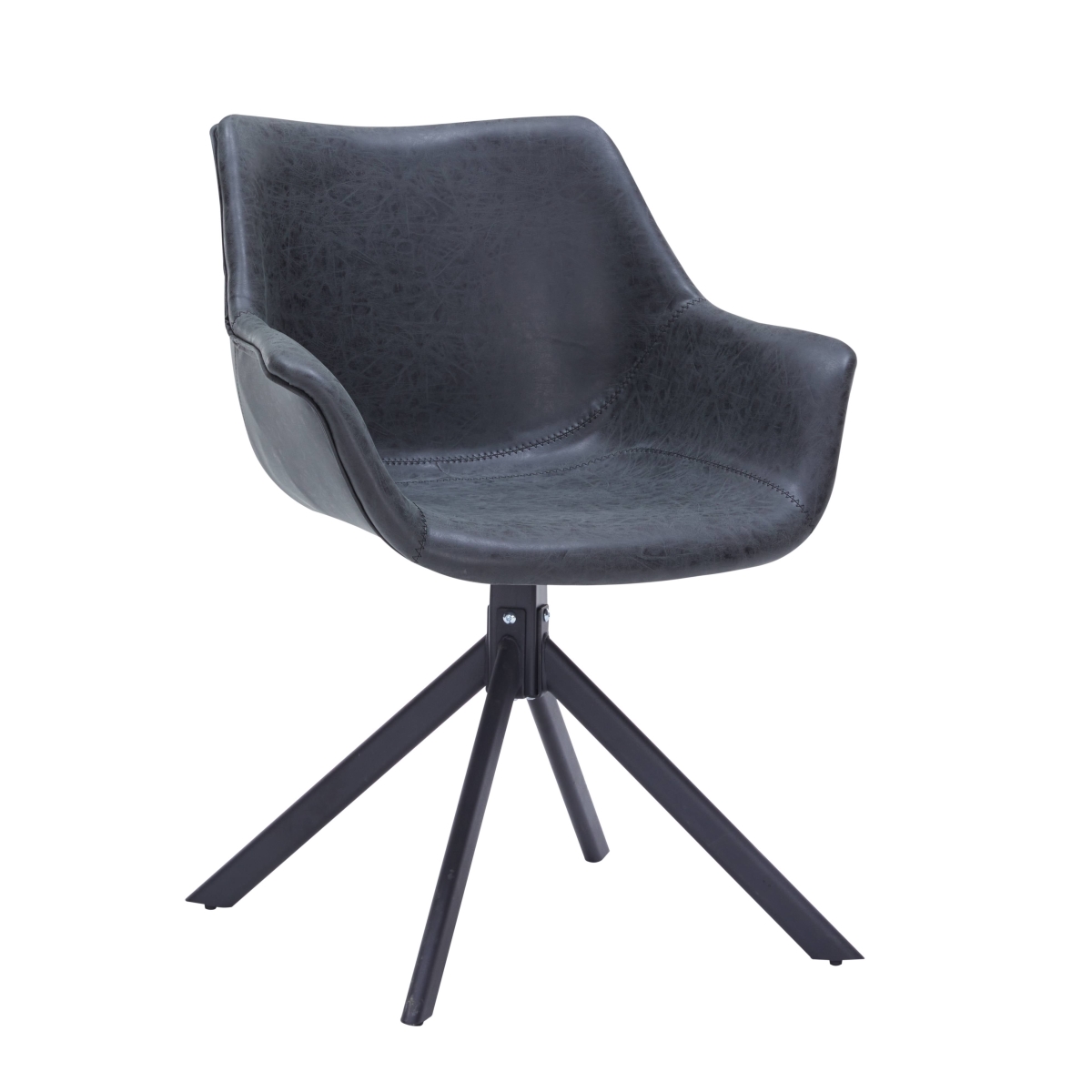 ESCBL-26-BL Markley Modern Leather Dining Swivel Arm Chair, Black