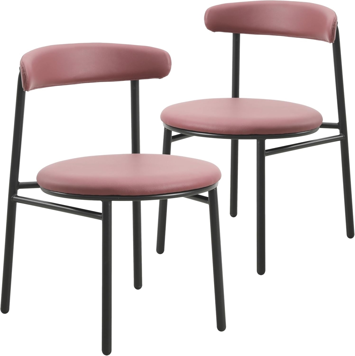 Lume Modern Dining Side Chair in Polyester with Black Steel Frame in Burgundy, 2PK