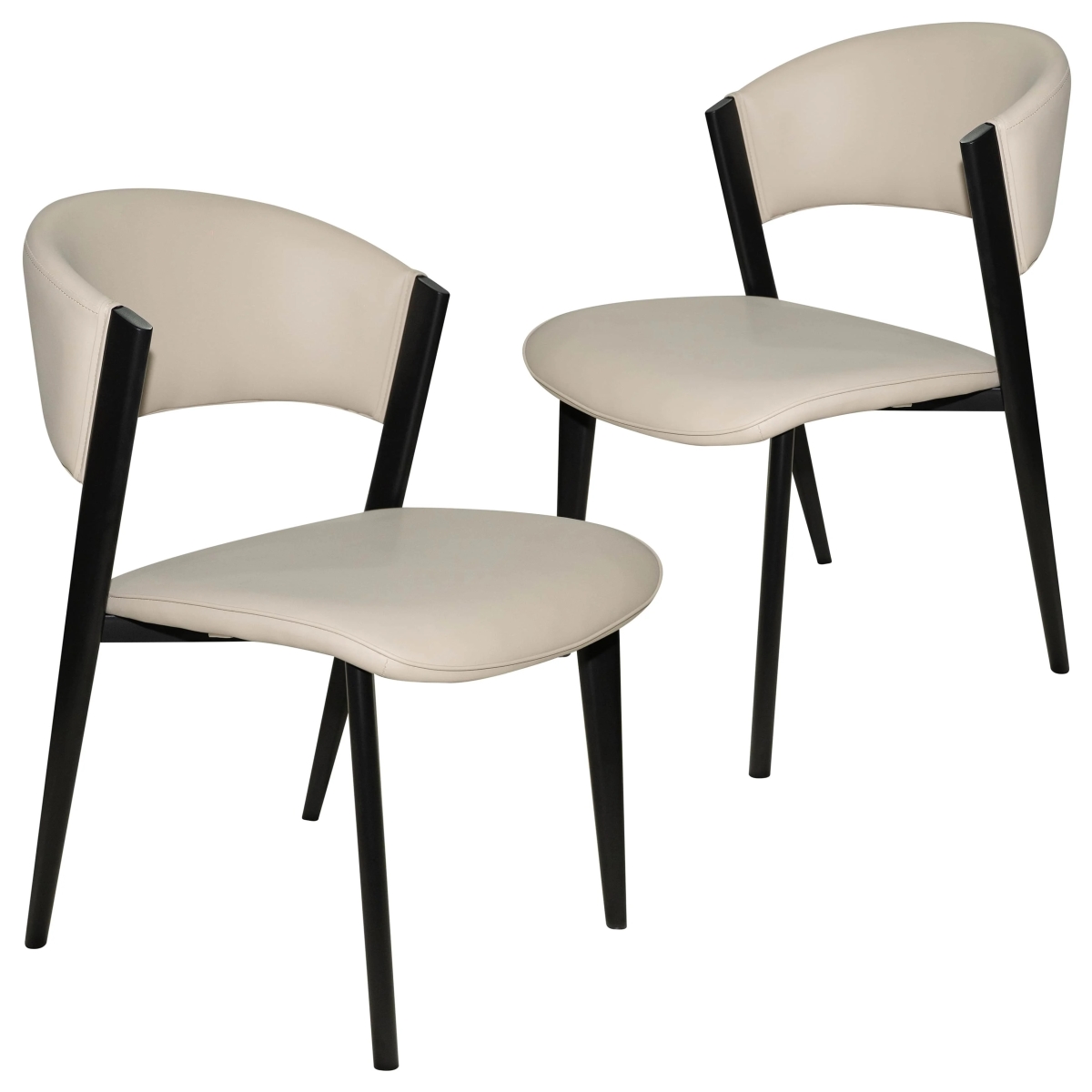 ACBL51LGR2 Aspen Collection Modern Dining Chair with Black Frame, Light Gray - Set of 2
