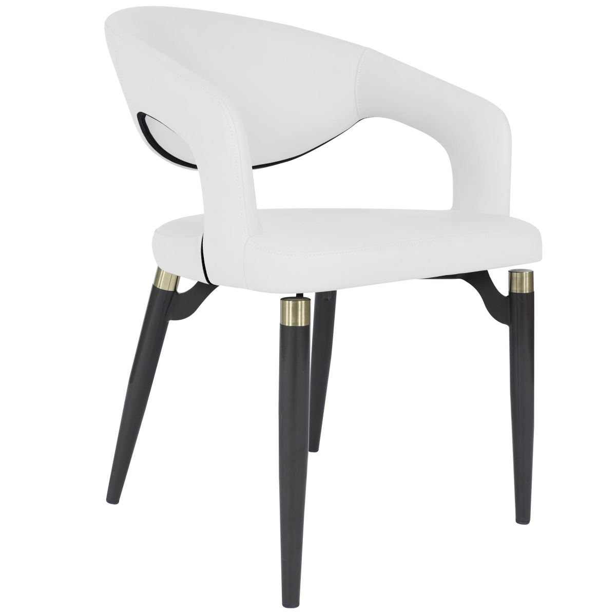 Entice Modern Leather Dining Chair with Iron Legs Open-Back Design in White, 2PK