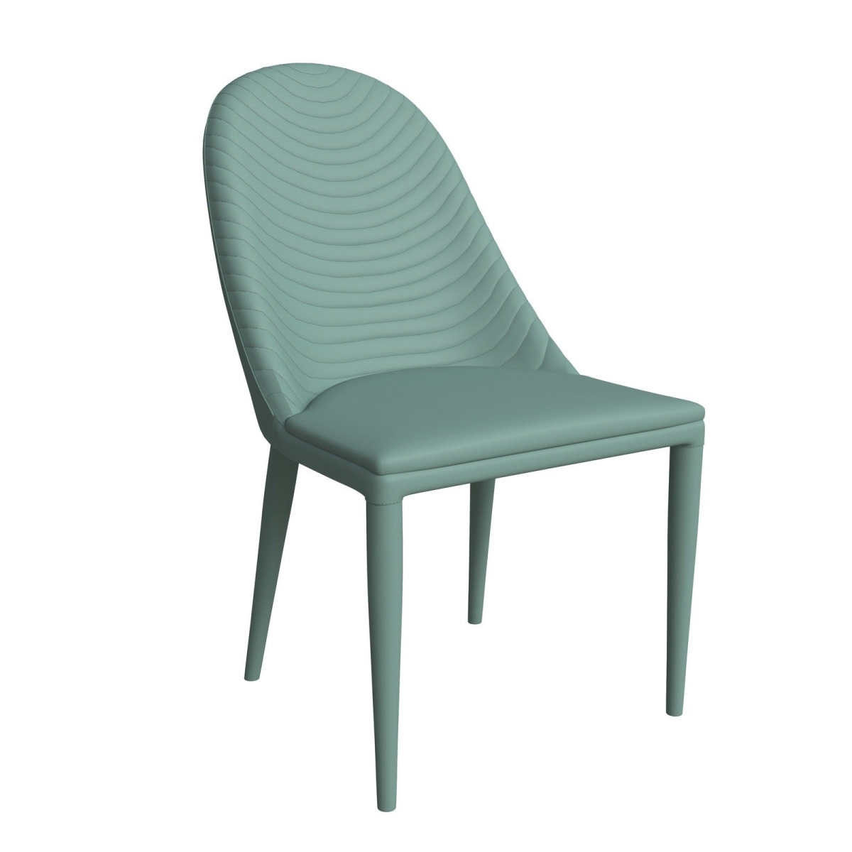 Seville Modern Leather Dining Side Chair with Iron Legs in Green