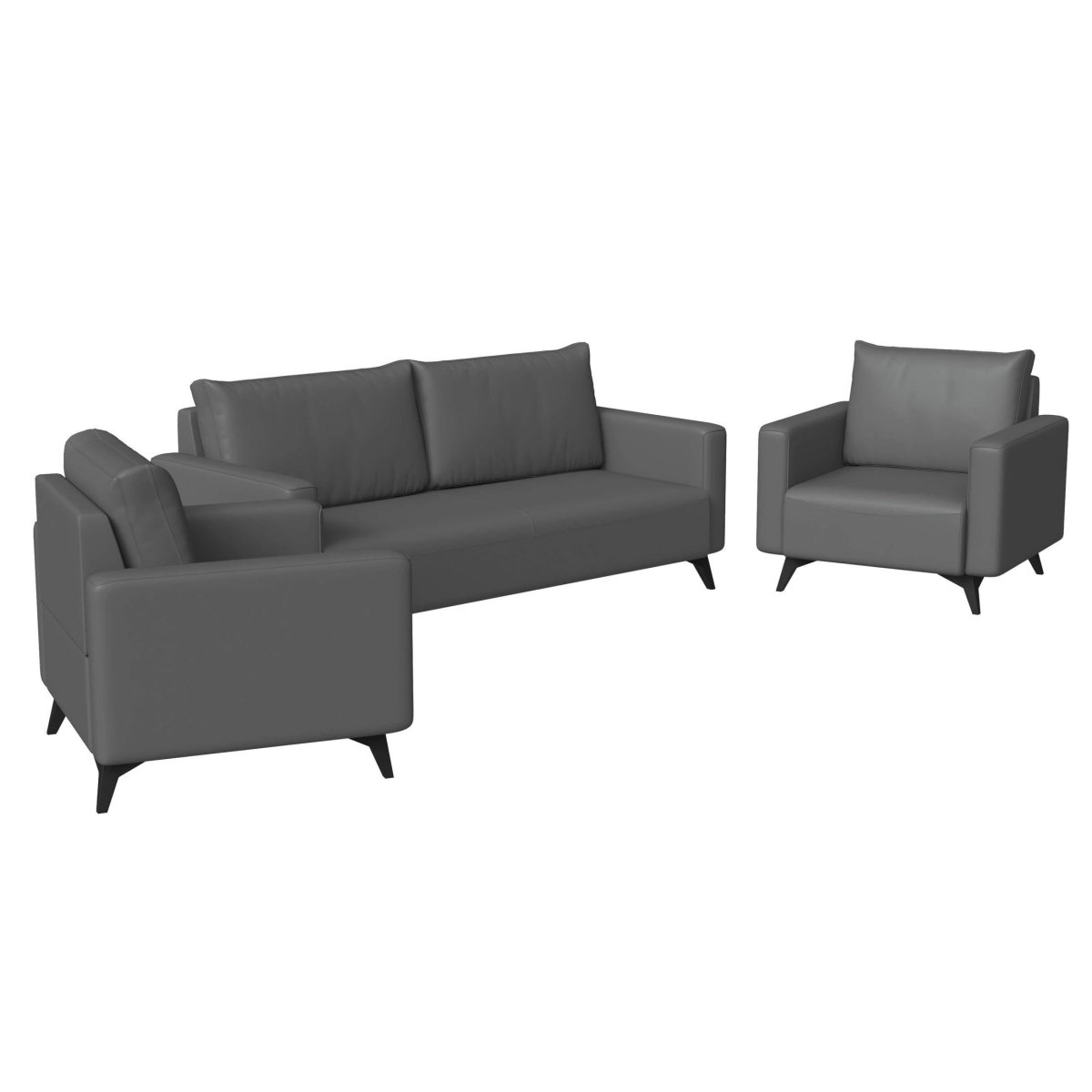 IS34-73GR Inno Collection Sofa Set with 2 Single Seaters & 3 Seater, Gray