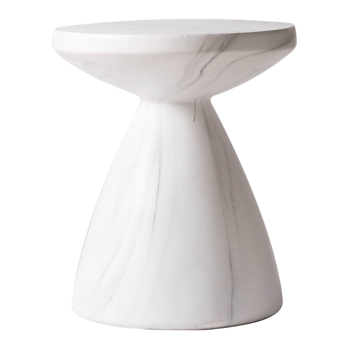 Dune 17 in Round Fiberstone Side Table, Pedestal Base, Weatherproof, Fully Assembled