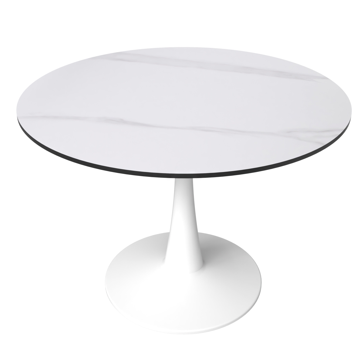 BTW-40WS 40 in. Bristol Round Dining Table - White Base with White Sintered Stone Top, White