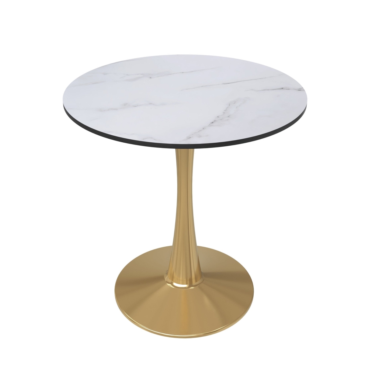 BTG-24MW 24 in. Bristol Round Dining Table - Gold Base with Marbled White MDF Top