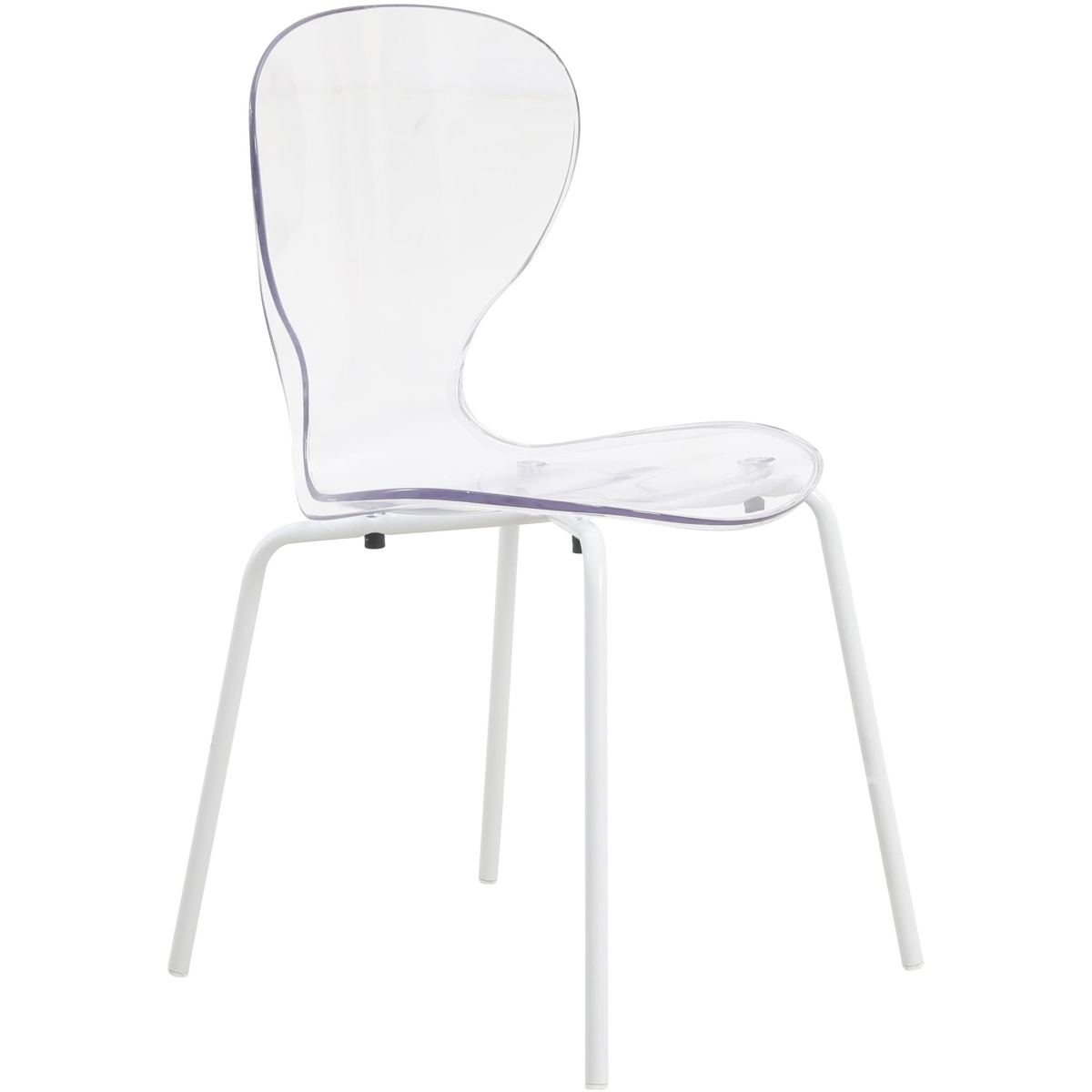 OCW-17CL Modern Oyster Transparent Dining Side Chair with White Base, Clear