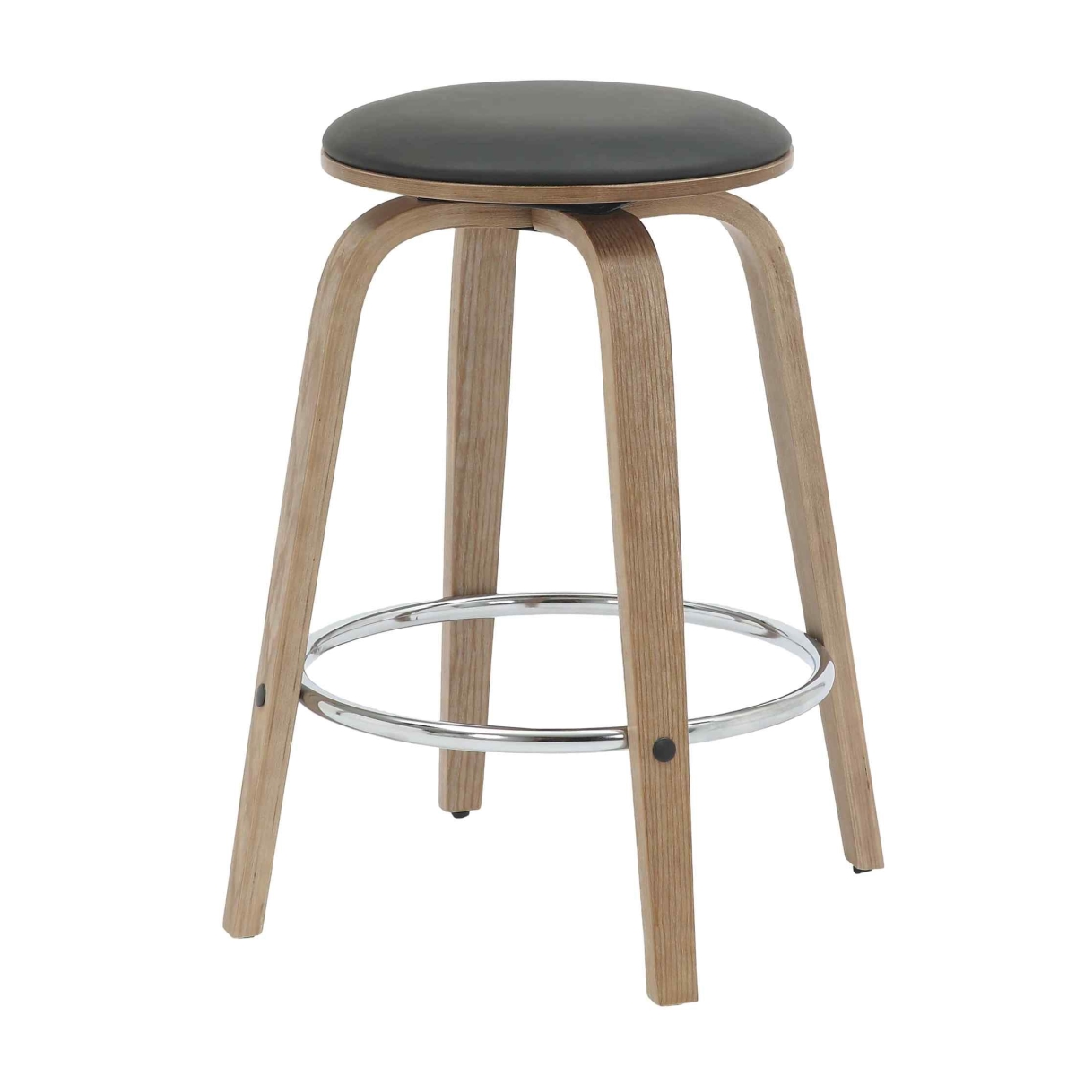 PRCWW-26BL Pelya Collection Modern Wooden Counter Stool, Washed Walnut & Black