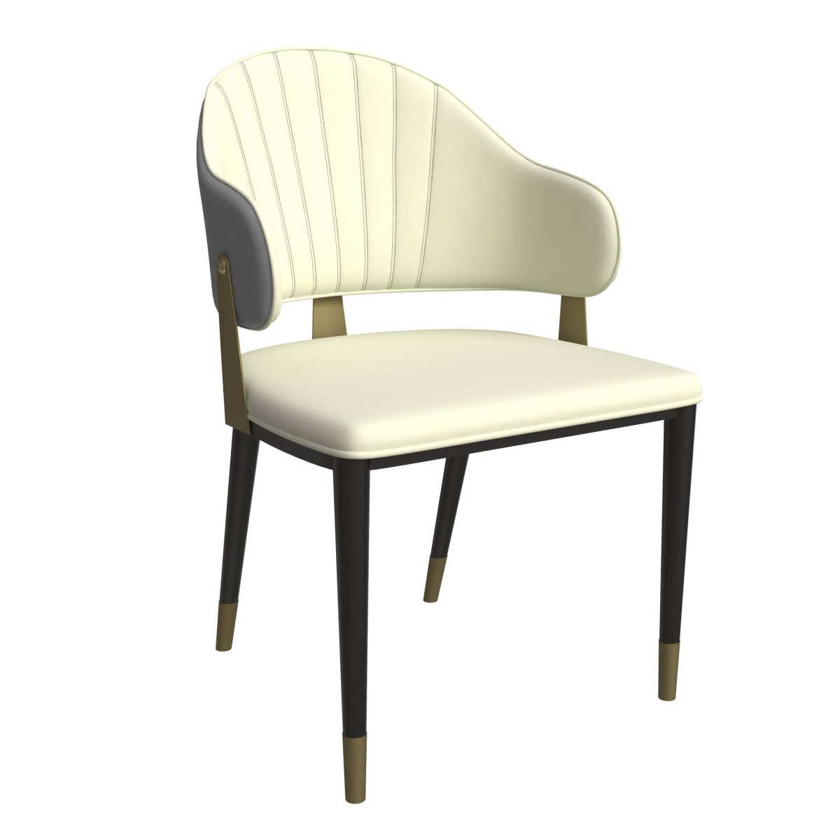 LeisureMod Aria Modern Dining Chair with Metal Legs Armless Upholstered Leather Accent Chair, Contemporary Side Chair for Dining and Kitchen - Grey
