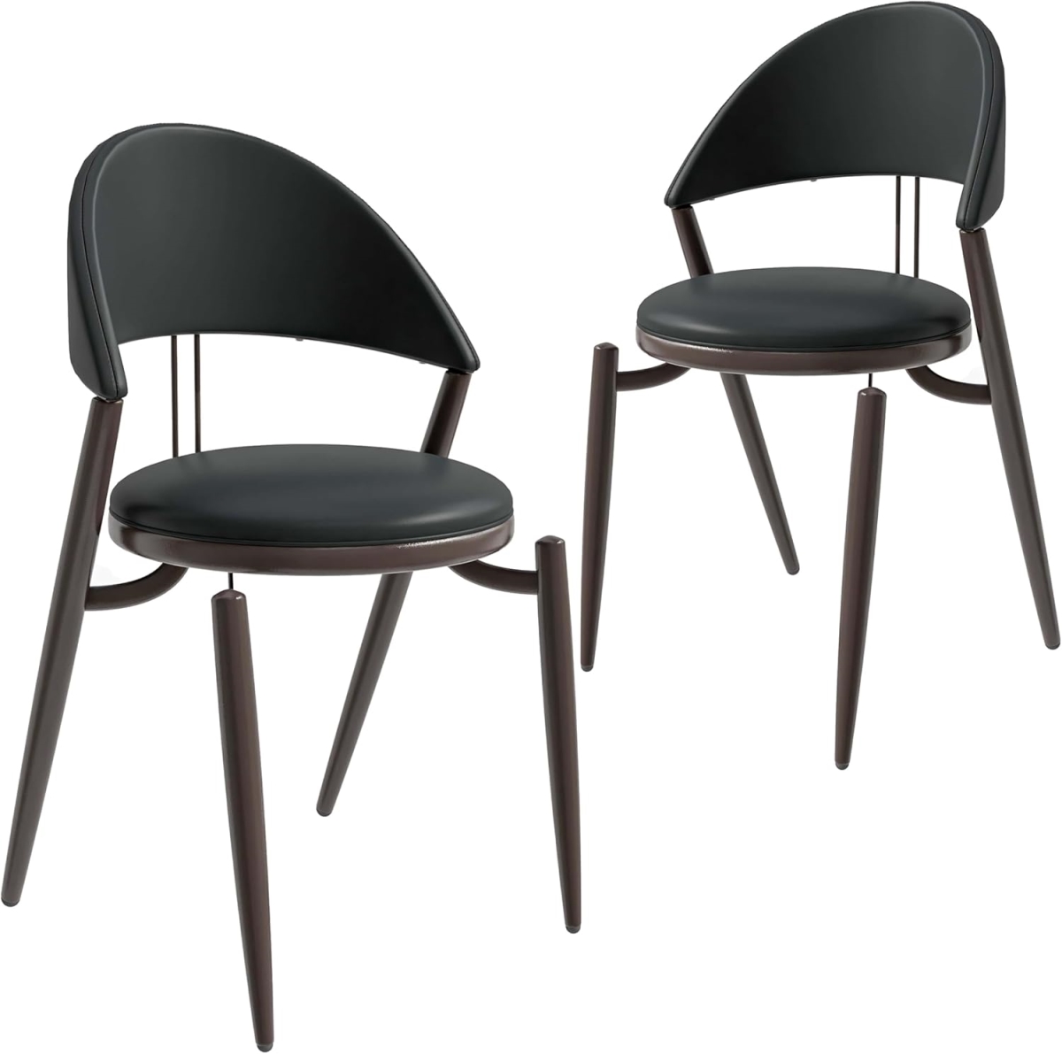 VC49BL2 Venice Collection Modern Dining Chair, Black - Set of 2